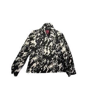 212 collection women’s jacket small stretch black white zip up cotton blazer